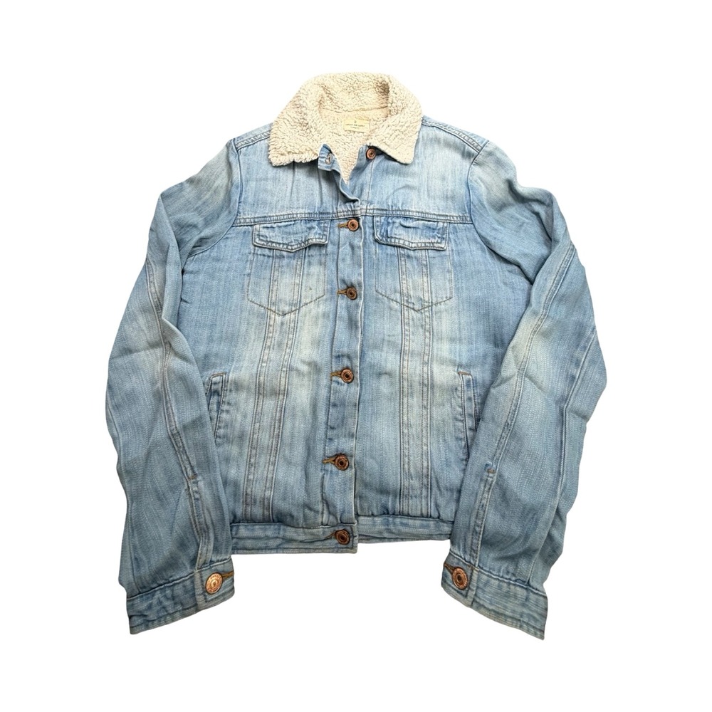 Thread and Supply Jacket Womens Small Light Wash Sherpa Lined Lyocell Western